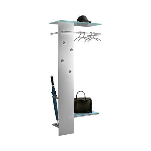 Kerkmann Wandgarderobe Kent – satinierte 8 mm ESG-Hutablage, Taschenablage 550 × 280 mm, Schirmhalter mit Tropfschale