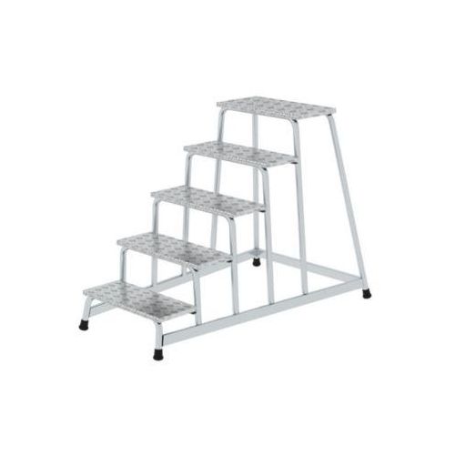 Munk Arbeitspodest, Aluminium, verschweißte Rohrkonstruktion, Warzenblechstufen, rutschfest, Bis 150 kg, Trittfläche B 550 x T 300 mm, 5-stufig