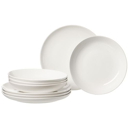 Tafelservice RITZENHOFF & BREKER "Volos", weiß, 8 Stk., Steinzeug, Geschirr-Sets, Tafelservice, Teller Set, aus Steinzeug für 4 Personen