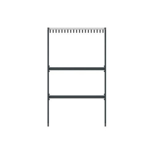 Reihengarderobe Functionals TERTIO EV2, freistehend, 19 Haken, B 1000 mm, Aluminium/Stahl/Kunststoff, silber-dunkelgrau