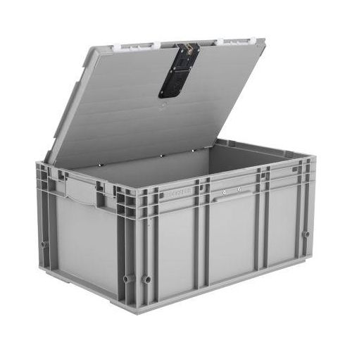 Eurobehälter Serie R-KLT Boxy, geschlossen, mit Deckel, Kunststoff recycelt, B 595 x T 395 x H 278 mm, 52,1 l, grau, 1 Stück