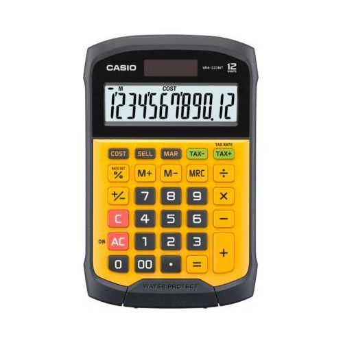 Casio Tischrechner WM-320MT, 12 Stellen, 1 Zeile, LC-Display, Steuerberechnung, Gewinnermittlung, Batterie-/Solarbetrieb, B 109 x H 169 mm, gelb-schwarz