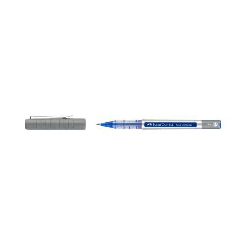 Faber Castell Tintenroller Free Ink Fine, Schreibfarbe blau, Strichstärke 0,7 mm, mit Sichtfester und Metallclip, Recycling-Kunststoff, 1 Stück