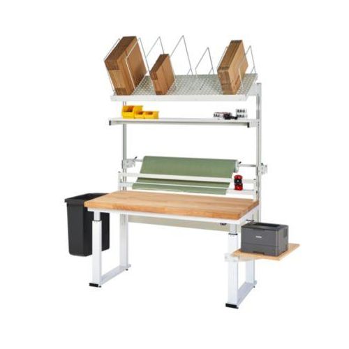 Rau Packtischsystem 04 Werbank-Serie adlatus 600, B 2000 x T 700 x H 740-1140 mm, Buche-Massivholzplatte, bis 600 kg