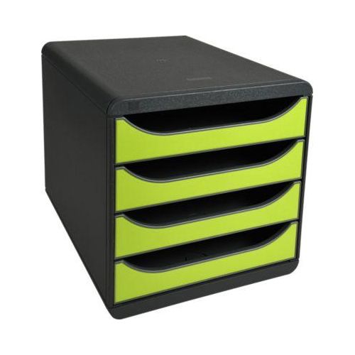 Schubladenbox Big Box Iderama Anisgrün, 4 offene Schubladen, A4/A4+/24x32 cm, leise, Sicherheitsstopp Fragen