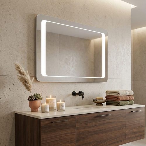 Spiegel 90x60 mit Front- und Rückbeleuchtung LED und Sandstrahlen