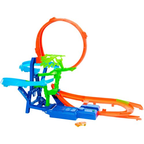 Autorennbahn HOT WHEELS "Unendliche Crash-Action", bunt, Autorennbahnen, KinderB:62,5cm H:68,7cm T:85,9cm, Kunststoff, Autorennbahn, mit batteriebetriebenen Beschleuniger, B:62,5cm H:68,7cm T:85,9cm
