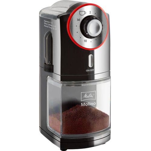 MELITTA Kaffeemühle "Molino 1019-01", rot (rot, schwarz), B:10,5cm H:25,5cm T:16,2cm, Kaffeemühlen, Kaffeemühle