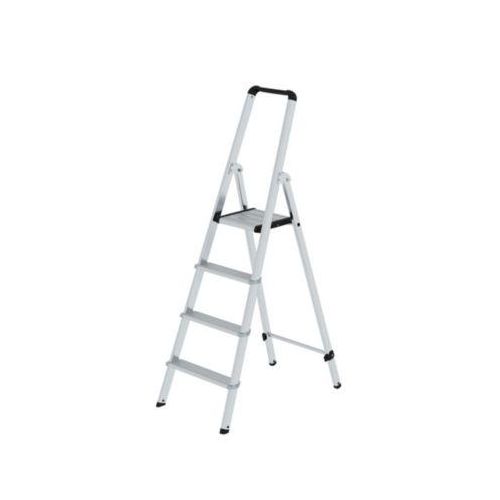 Munk Stufen-Stehleiter, Aluminium, 80 mm Stufen, max. 150 kg, rutschsicher, konische Führung, 235 mm Stufenabstand, 70° Neigung, 4 Stufen