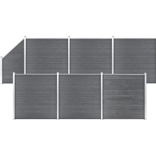 WPC Zaun-Set 6 Quadrate + 1 Schräge 1138x186 cm Grau