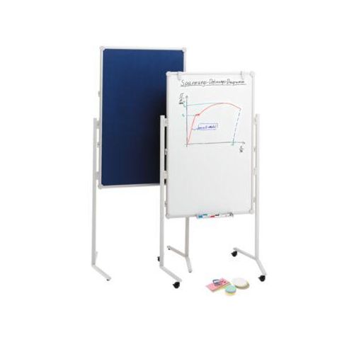 MAUL Moderationstafel Pro, Textil, blau/Whiteboard + Moderationskarten-Set mit 360 Karten und 200 Pin-Nadeln