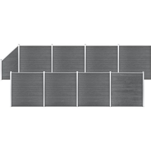 WPC Zaun-Set 8 Quadrate + 1 Schräge 1484x186 cm Grau