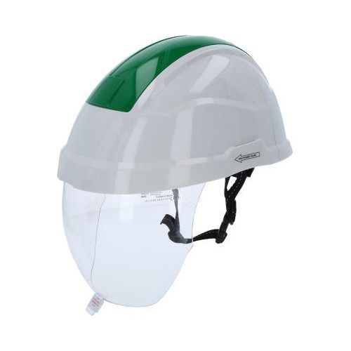 Arbeits-Schutzhelm mit Gesichtsschutz, grün