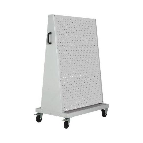 Bott mobiles Lochplatten-System Perfo Rack Plus, 6 Lochplatten, Bodenwanne, Schiebegriff, B 1000 x T 650 x H 1600 mm, Stahl, lichtgrau RAL 7035/lichtgrau RAL 7035