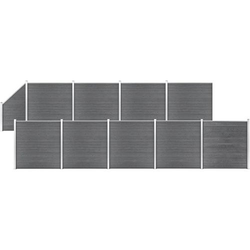 WPC Zaun-Set 9 Quadrate + 1 Schräge 1657x186 cm Grau