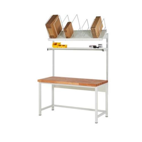 Rau Packtischsystem 01 Werkbank-Serie 8000, B 2000 x T 900 x H 840-1040 mm, Buche-Massivholzplatte, bis 1250 kg