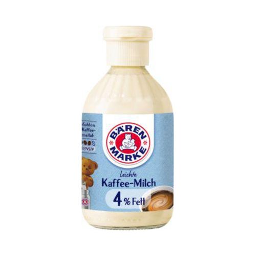 Bärenmarke Extra-leichte Kaffee-Milch, Fettgehalt von nur 4 %, Flasche mit 170 g