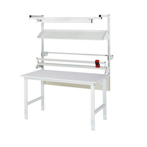 Rau Packtischsystem 02 Arbeitstisch-Serie Tom, B 2000 x T 1000 x H 760-1080 mm, Buche-Massivholzplatte, bis 500 kg