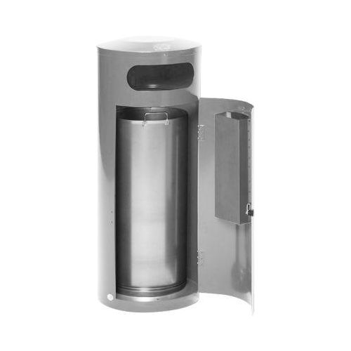 Abfallsammler VAR KS 90, rund, Volumen 90 l, mit innenliegendem Ascher, abschließbar, selbstlöschend, mit Inneneimer, Stahlblech, silber