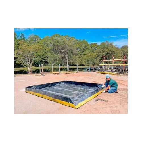 Faltwanne, für Kleingebinde/Fässer/IBC-Container und unter Fahrzeugen, Volumen 11700 l, B 3048 x T 13100 x H 305 mm, Polyethylen, schwarz