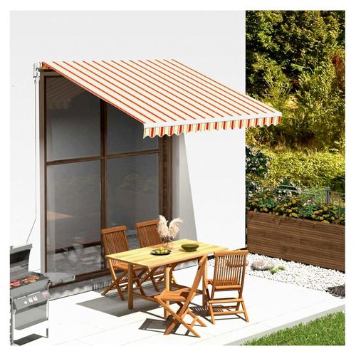 Markisenbespannung Gelb und Orange 3x2,5 m, Genähter Markisenstoff für Terrassenmarkisen