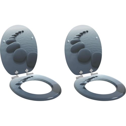 Soft-Close Toilettensitz 2 pcs Grau 44 x 38 cm MDF-Platte