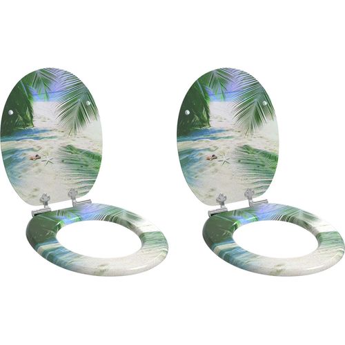 Soft-Close Toilettensitz 2 pcs Grün 44 x 38 cm MDF-Platte