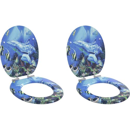 Soft-Close Toilettensitz 2 pcs Blau 44 x 38 cm MDF-Platte