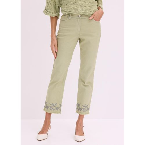 bonprix Twillhose mit Stickerei, grün, Gr.38, schicke Twillhose mit Stickerrei, 82% Baumwolle
