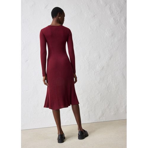 bonprix Strickkleid aus Merinowolle, rot, Gr.40/42 (M), weiches Ripp-Strickkleid aus Merinowolle, aus Merino