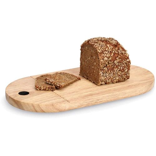 Schneidebrett ZELLER PRESENT "Schneidebrett "Stripes", Gummibaum", beige (natur), B:20cm H:2cm L:38cm, Massivholz, Schneidebretter, Schneidebrett und Dekotablett in einem