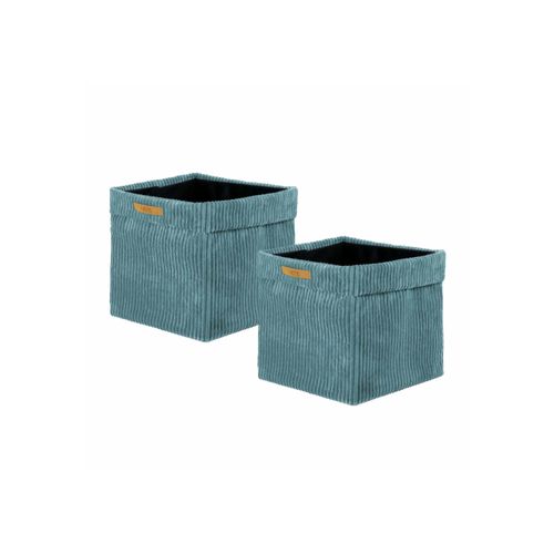 Aufbewahrungsbox LYCCE "Aufbewahrungskorb Faltbare Aufbewahrungsbox Cord 2P 2er Pack", blau (türkis), B:33cm H:31cm T:33cm, Obermaterial: 90% Polyester PES. 10% Nylon NY., Aufbewahrungsboxen, Aufbewahrungsbox