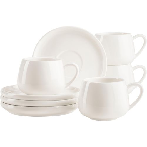 Tasse MÄSER "Taya", weiß, H:6,8cm Ø:9cm, Porzellan, Trinkgefäße, Tasse