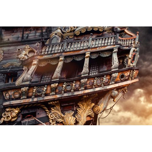 Fototapete PAPERMOON "PIRATENSCHIFF-SEGELSCHIFF PIRATEN SCHIFF SCHIFFE PIRAT", bunt, B:5m L:2,8m, Vlies, Tapeten