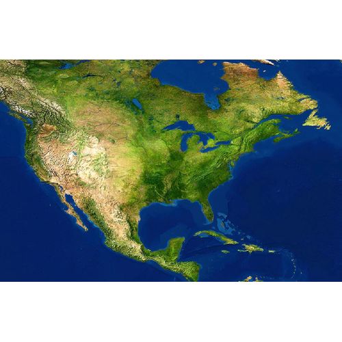 Fototapete PAPERMOON "LANDKARTE-TOPOGRAFISCH USA KANADA MEXIKO CUBA ATLANTEN", bunt, B:4m L:2,6m, Vlies, Tapeten