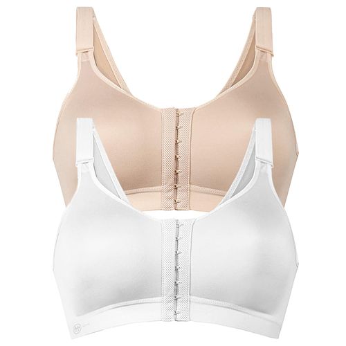 Sport-BH ANITA "Sport BH mit Vorderverschluss Frontline Open", Damen, Gr. 90, Cup D, bunt (weiß desert), Stoff, Obermaterial: 40% Polyamid PA. 25% Polyester PES. 20% Elasthan EL. 15% Baumwolle CO., BHs Sport-BH