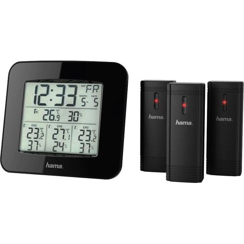 Wetterstation HAMA "Wetterstation "EWS-Trio", mit drei Sensoren, Schwarz Mit 3 Sensoren", schwarz, Wetterstationen, Wetterstation