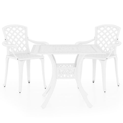 3-tlg. Bistro-Set Aluminiumguss Weiß