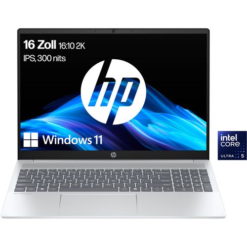 HP Notebook "OmniBook 5 16-a1252ng", silber (glacier silber), 16 GB RAM 512 GB SSD, Ultra 5, Windows11Home, Notebooks