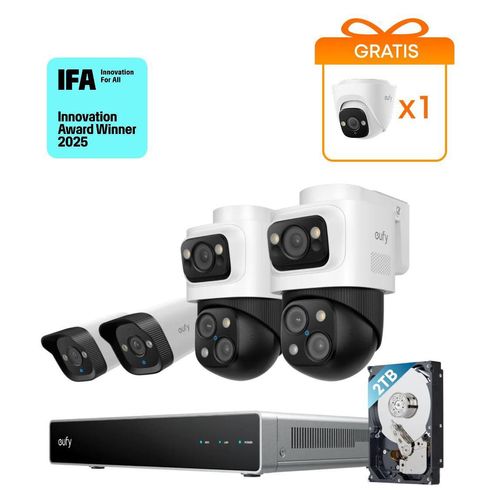 eufy PoE NVR Security System S4 mit 2× Bullet-PTZ-Kameras und 2× Bullet-Kameras
