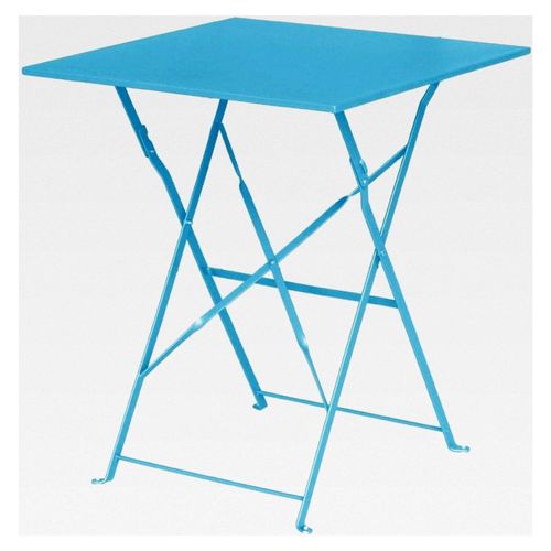 Klappbarer quadratischer Tisch für Innen- und Außenbereiche, Seaside Blue, pulverbeschichteter Stahlrahmen und -platte, 710(H) x 600(B) x 600(T)mm, gewerbliche Nutzung