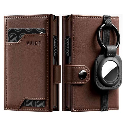 Herren Geldbörse mit Ausweisfenster und Kartenetui, Geldscheinfach, RFID Schutz und Airtag Schlüsselanhänger, Napa Espresso