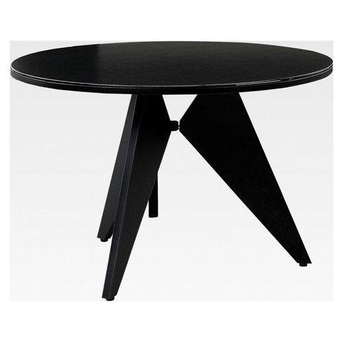 Runder Gartentisch aus Keramikglas und Aluminium schwarz 110 cm mit X-Beinen