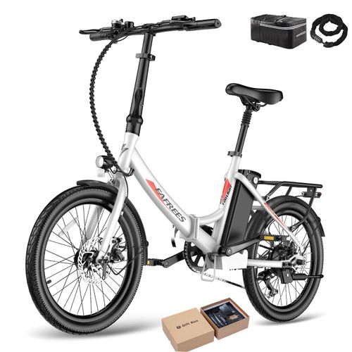 Pedelec 20 Zoll 250W Shimano 7S 36 V 20 Ah Akku 120 km Reichweite spritzwassergeschützt IPX5, Weiß
