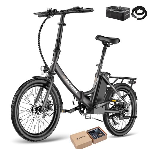 Pedelec 20 Zoll 250 W Shimano 7 36 V 20 Ah Akku 120 km Reichweite spritzwassergeschützt IPX5, Schwarz