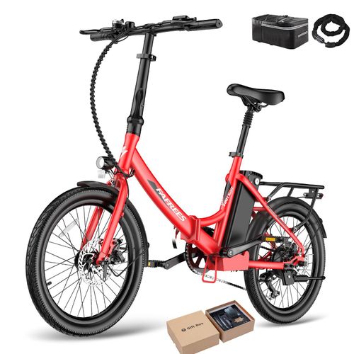 Pedelec 20 Zoll 250 W Shimano 7 S 36 V 20 Ah Akku 120 km Reichweite spritzwassergeschützt IPX5, Rot