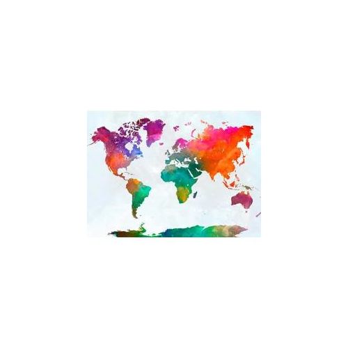 Fototapete LIVING WALLS "Weltkarte aquarell Vlies", bunt, B:3,5m L:2,55m, Vlies, Tapeten, Weltkarte Fototapete Bunt weiß Tapete 3,50 m x 2,55 m Tapete