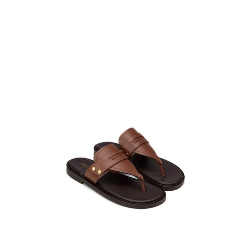 Zehentrenner MARC O'POLO "Stina", Damen, Gr. 40, cognac, Leder, unifarben, Schuhe Zehentrenner, Sommerschuh, Strandschuh, Urlaubsschuh mit Memory Foam