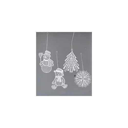 Dekohänger STICKEREIEN PLAUEN "Winterzeit" Gr. 1, weiß, B:7cm H:7cm, Polyester, Dekohänger, Baumbehang "Winterzeit"