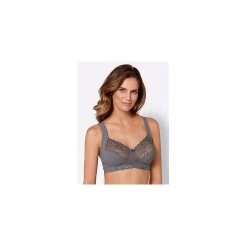 Bügelloser BH WÄSCHEPUR, Damen, Gr. 90, Cup D, grau, 88% Polyamid, 12% Elasthan, BHs BH Spitzenwäsche Spitzen-BH Bügelloser-BH